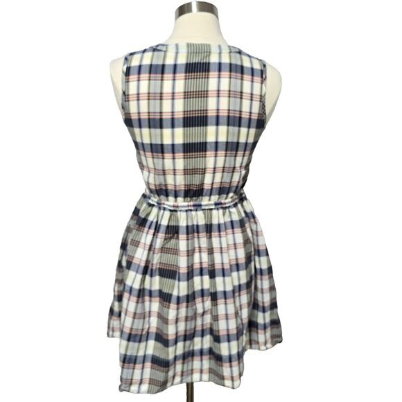 Gap Madras Plaid Dress Size 12 Button-Up Sleeveless Tie Waist Pockets Cotton - Picture 4 of 7